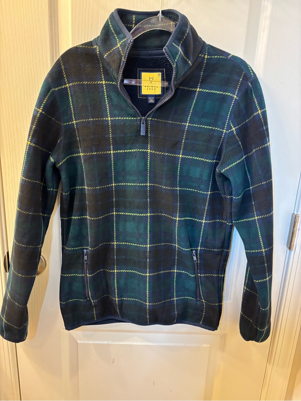 Prince & Fox Green and Black Plaid Zip-Up Sweater